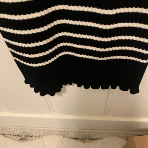 Ann Taylor Black White Striped Cotton Blend MIDI Sweater Dress Size MP NWT - Picture 3 of 6